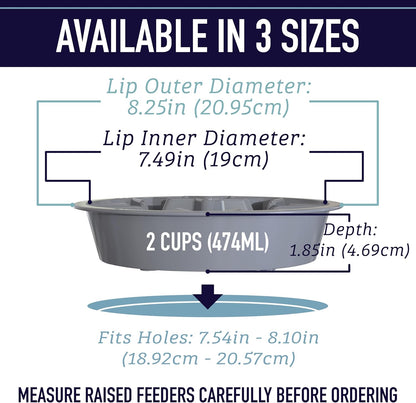 Slow Feeder Dog Bowls - 2 Cup, Puzzle Dog Food Bowl with Feeder Holes, Fits into Elevated Pet Feeders, Slow Eating for Large, Medium & Small Sized Breeds, Blue